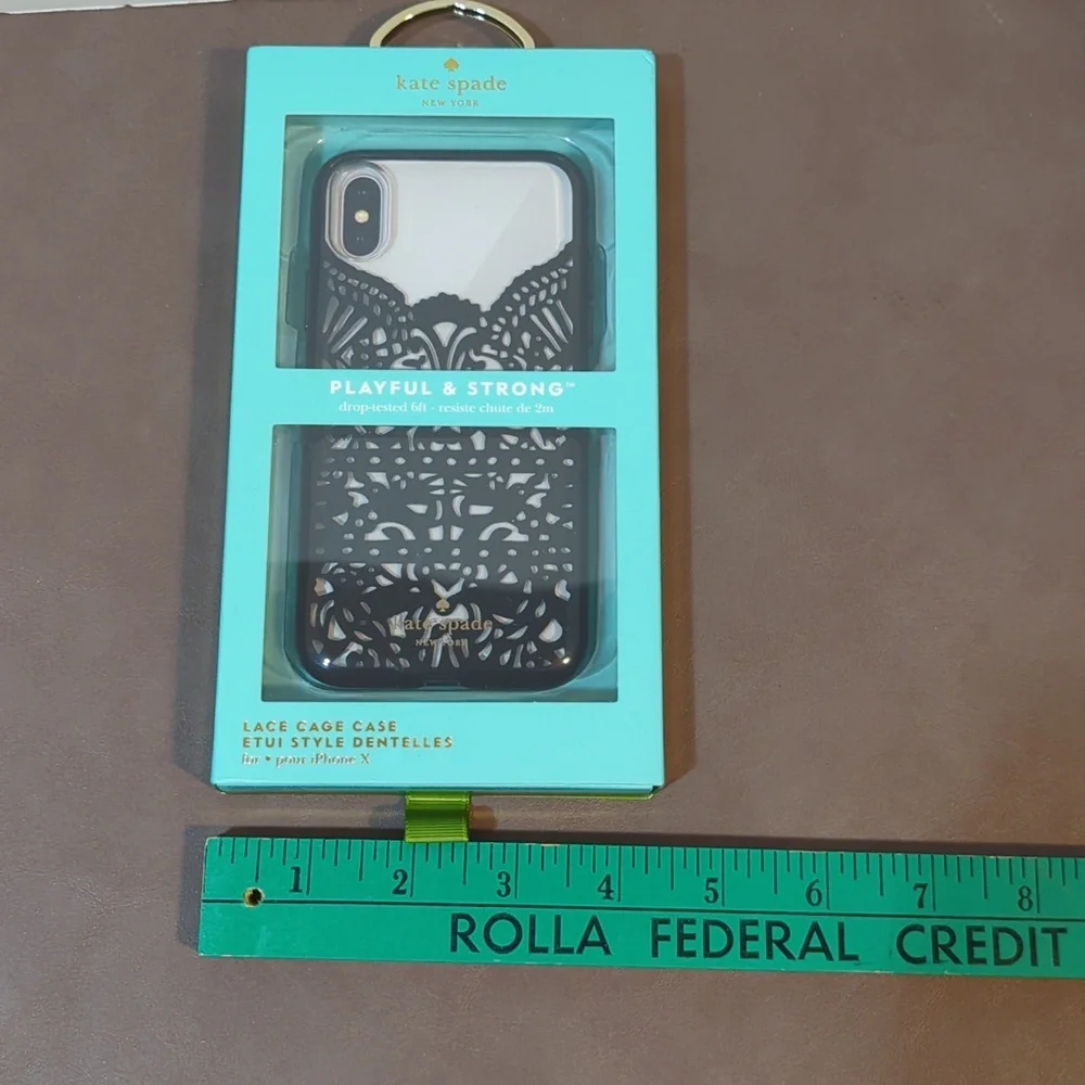 New Kate Spade iPhone X Case Black Lace Cage NIB
